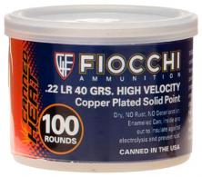 Fiocchi Canned Heat 22LR Copper Plated Solid Point 40 GR 100Bx/10Cs - 22CHVCRN