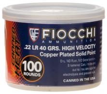 Fiocchi Canned Heat 22LR Copper Plated Solid Point 40 GR 100Bx/10Cs - 22CHVCRN Fiocchi Canned Heat 22LR Copper Plated Solid Point 40 GR 100Bx/10Cs - 22CHVCRN