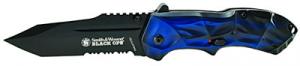 BTI Tools LLC SWBLOP3TBLS S&W Black Ops 3.40" Tanto Part Serrated 4034 Stainless Steel Black/Blue Aluminum Handle Folding - SWBLOP3TBLS