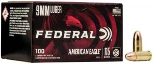 Federal American Eagle Full Metal Jacket 9mm Ammo 100 Round Box - AE9DP100 Federal American Eagle Full Metal Jacket 9mm Ammo 100 Round Box - AE9DP100