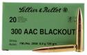 Sellier & Bellot .300 Black  Blackout 124gr FMJ 20ct Box - SB300BLKA