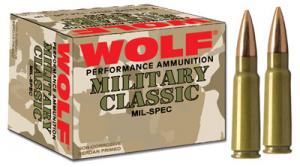 Wolf MC308FMJ168 Military Classic 308 Win 168 gr Full Metal Jacket (FMJ) 20 Bx/ 25 Cs 500rds - MC308165HP Wolf MC308FMJ168 Military Classic 308 Win 168 gr Full Metal Jacket (FMJ) 20 Bx/ 25 Cs 500rds - MC308165HP