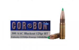 Cor-Bon Self Defense 300 AAC Blackout Boat Tail 125 GR 2250