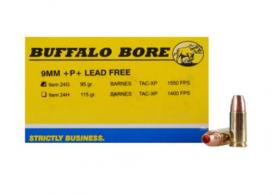 Buffalo Bore Ammunition Handgun 9mm Barnes TAC-XP 95 - 24G/20 Buffalo Bore Ammunition Handgun 9mm Barnes TAC-XP 95 - 24G/20