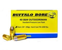 Buffalo Bore Outdoorsman Low Recoil Flat Nose 40 S&W Ammo 20 Round Box - 23F/20