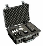 Pelican Protector Case made of Polypropylene with Black Finish, Foam Padding, Over-Molded Handle, Stainless Steel Hardware