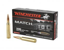 Winchester Match 338 Lapua 250 Grain Boat Tail Hollow Point 20 Round Box - S338LM Winchester Match 338 Lapua 250 Grain Boat Tail Hollow Point 20 Round Box - S338LM