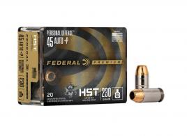 Federal Personal Defense HST 45 ACP +P 230 gr HST Jacketed Soft Point 20 Bx/ 10 Cs - P45HST1S Federal Personal Defense HST 45 ACP +P 230 gr HST Jacketed Soft Point 20 Bx/ 10 Cs - P45HST1S