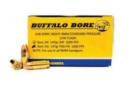 Main product image for Buffalo Bore Ammo 9mm 147GR FMJ-FN Subsonic 20Box/12Case