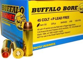 Buffalo Bore Ammunition 3G/20 Buffalo-Barnes Lead-Free 45 Colt (LC) +P 225 gr Barnes XPB 20 Bx/ 12 Cs