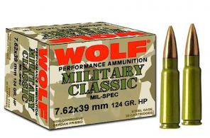 Wolf Military Classic 7.62mmX39mm Hollow Point 124 GR 1000Rd - 762WHP Wolf Military Classic 7.62mmX39mm Hollow Point 124 GR 1000Rd - 762WHP