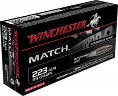 Winchester Match Sierra MatchKing Boat Tail Hollow Point 223 Remington Ammo 55 gr 20 Round Box - S223M2 Winchester Match Sierra MatchKing Boat Tail Hollow Point 223 Remington Ammo 55 gr 20 Round Box - S223M2