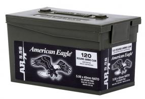 FED American Eagle Lake City 5.56 NATO 55 Grain FMJ 120rd Mini Ammo Can Case