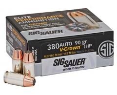 Sig Sauer Elite V-Crown  Ammo 380 ACP 90gr Jacketed Hollow Point  20 Round Box - E380A120
