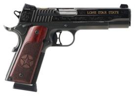 Sig Sauer 1911 Texas Engraved Gold SAO .45 ACP 5" 8+1 Night Sights Redwood Grip Black - 191145TXG