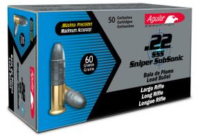 Aguila1B222112SniperSubsonic.22LR60GRLRN50Bx/100Cs Aguila1B222112SniperSubsonic.22LR60GRLRN50Bx/100Cs