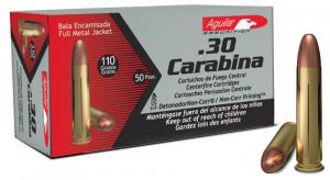 Aguila Ammunition, 30 Carbine, 110 Grain, Full Metal Jacket, 50 Round Box - 1E302110 Aguila Ammunition, 30 Carbine, 110 Grain, Full Metal Jacket, 50 Round Box - 1E302110