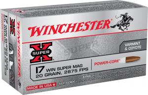 Winchester .17 WSM POWER CORE 20GR LF COPPER HP 50/10 - S17W20PC Winchester .17 WSM POWER CORE 20GR LF COPPER HP 50/10 - S17W20PC