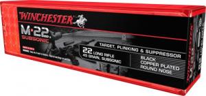 Winchester Ammo M-22 Subsonic .22 LR 40 GR Lead Round Nose 100 Bx/ 20 Cs - S22LRTSUP Winchester Ammo M-22 Subsonic .22 LR 40 GR Lead Round Nose 100 Bx/ 20 Cs - S22LRTSUP