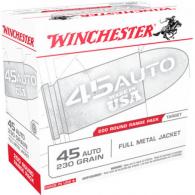 Winchester USA Handgun Ammunition .45 ACP 230 gr. FMJ 835 fps 200/ct - USA45W Winchester USA Handgun Ammunition .45 ACP 230 gr. FMJ 835 fps 200/ct - USA45W