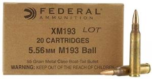 Federal XM .223 REM/5.56 NATO 55 GR Full Metal Jacket 30 Bx/ 20 - XM193AF30 Federal XM .223 REM/5.56 NATO 55 GR Full Metal Jacket 30 Bx/ 20 - XM193AF30