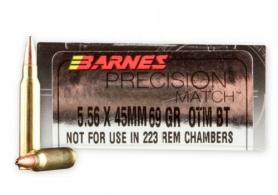 Barnes Precision Match Open Tip Match Boat Tail Hollow Point 5.56x45mm Ammo 20 Round Box - 30846