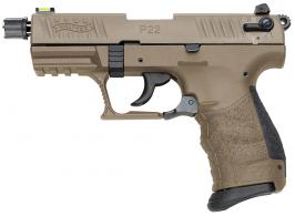 Walther Arms P22 SA/DA .22 LR 3.4" THREADED 10+1 POLYMER GRIPS Flat Dark Earth - 5120353 Walther Arms P22 SA/DA .22 LR 3.4" THREADED 10+1 POLYMER GRIPS Flat Dark Earth - 5120353