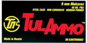 Tulammo Centerfire Handgun 9mmX18mm Makarov 92 GR FMJ 50Box/20Case - TA918092