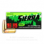 Sierra Ammo 9mm 115gr JHP 20rd